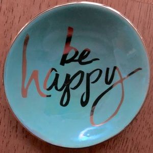 “ be happy “ Teal & Gold Trinket Dish